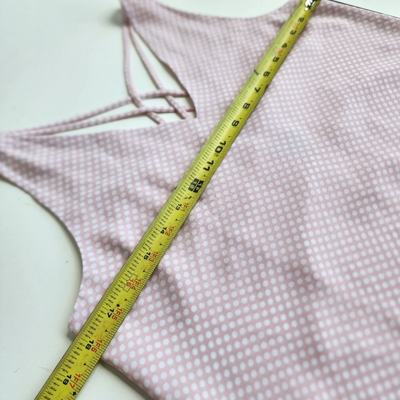 Express Women's Polka Dot Pink White Strappy Double V Neck Tank Top S - Picture 10 of 12